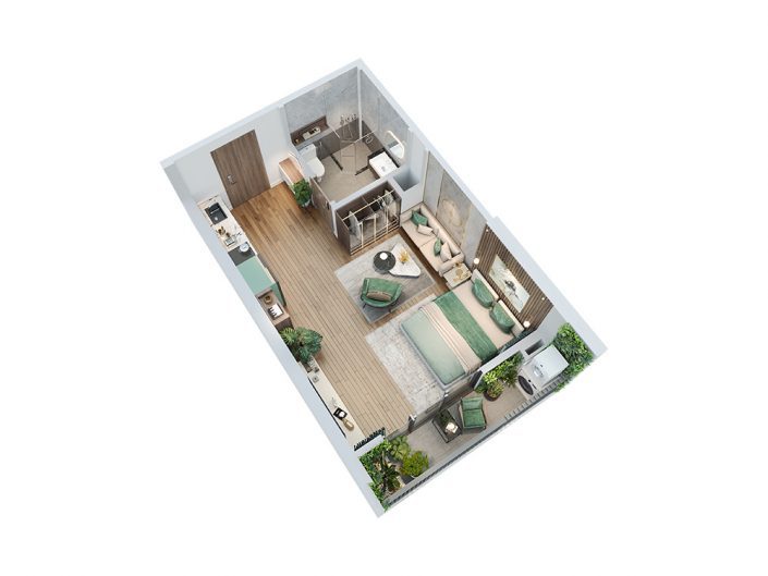 Mẫu căn Studio - Ảnh 11